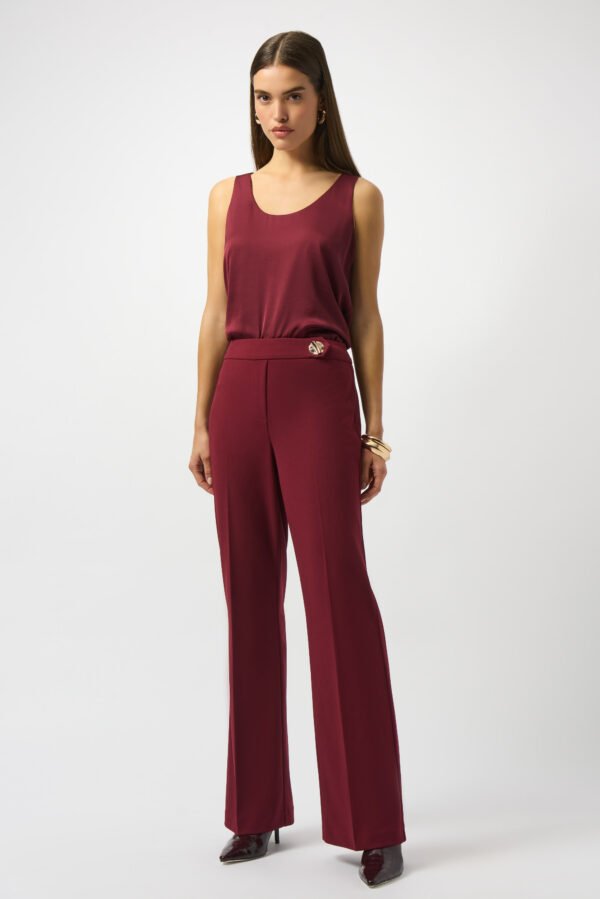 Joseph Ribkoff Scuba Crepe Wide-Leg Pants 253073 Merlot - Afbeelding 2