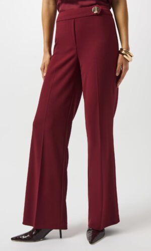Joseph Ribkoff Scuba Crepe Wide-Leg Pants 253073 Merlot