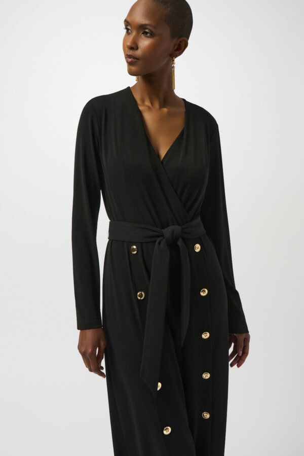 Joseph Ribkoff Moss Crepe Wide-Leg Jumpsuit 253119 Zwart - Afbeelding 3