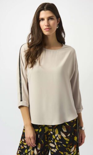Joseph Ribkoff Recycled Soft Twill Boxy Top 253214 Moonstone