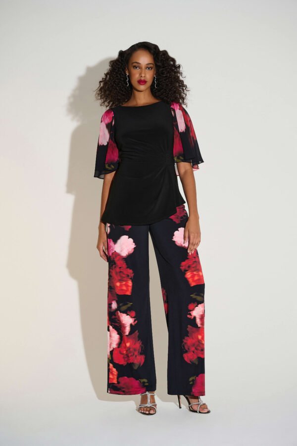 Joseph Ribkoff Silky Knit Bloemenprint Wide-Leg Broek 253767 Black/Multi - Afbeelding 7