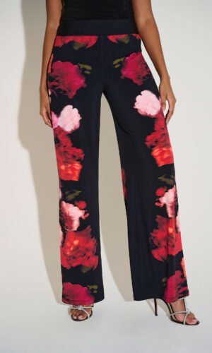 Joseph Ribkoff Silky Knit Bloemenprint Wide-Leg Broek 253767 Black/Multi