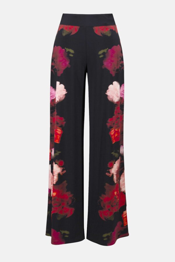 Joseph Ribkoff Silky Knit Bloemenprint Wide-Leg Broek 253767 Black/Multi - Afbeelding 6
