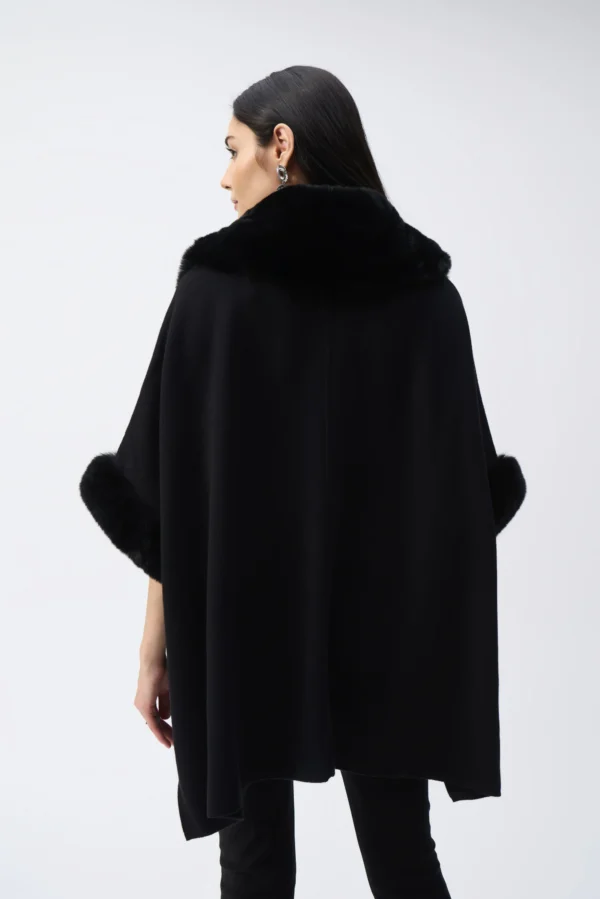 Joseph Ribkoff Brushed Jacquard Faux Fur Cape 243930F2 Zwart - Afbeelding 5