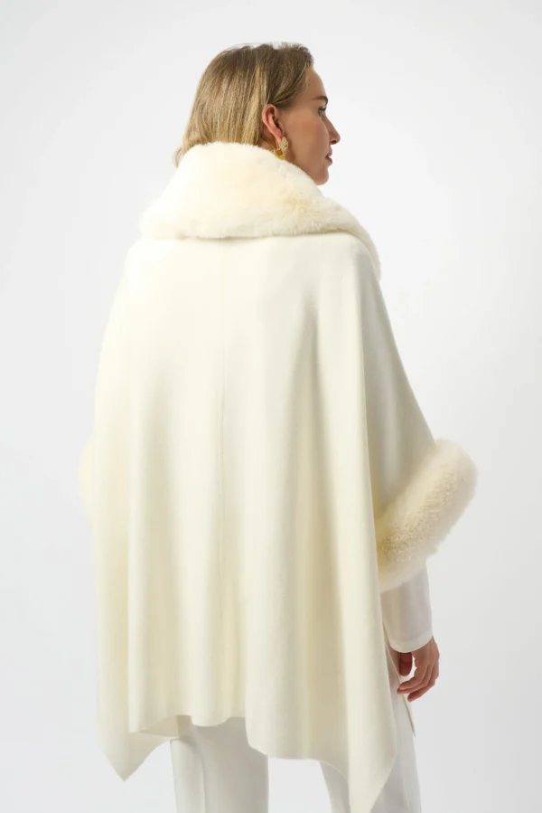 Joseph Ribkoff Brushed Jacquard Faux Fur Cape 243930F2 Vanilla - Afbeelding 4
