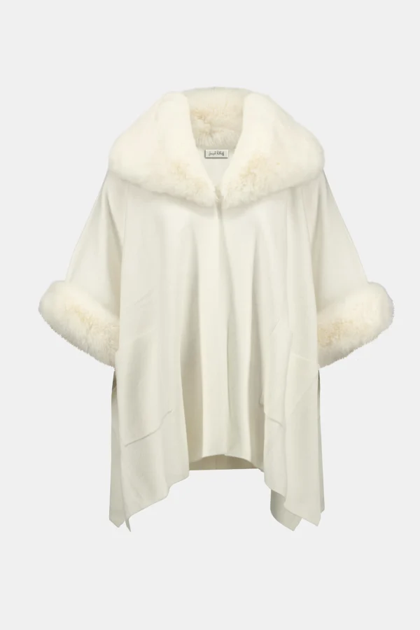 Joseph Ribkoff Brushed Jacquard Faux Fur Cape 243930F2 Vanilla - Afbeelding 5