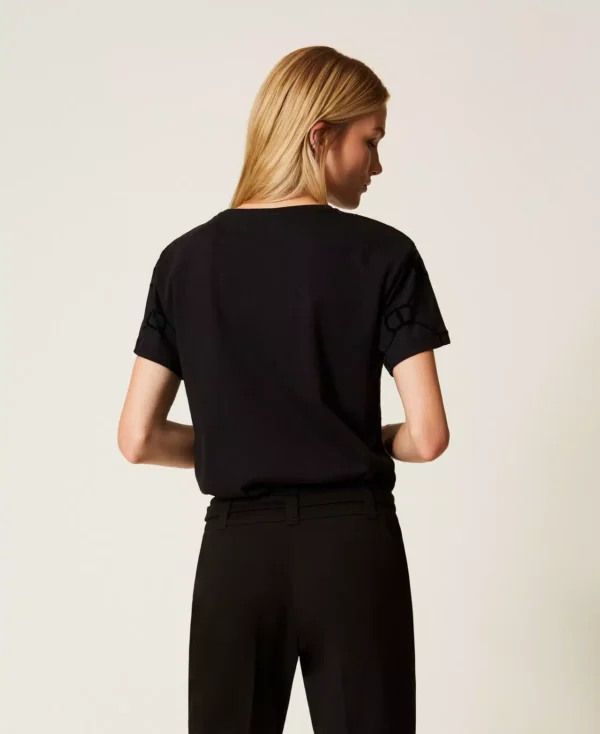 Twinset T-Shirt Oval T Flockprint 252TP2055 Zwart - Afbeelding 6