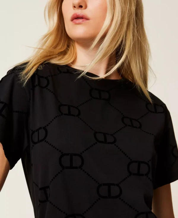 Twinset T-Shirt Oval T Flockprint 252TP2055 Zwart - Afbeelding 3