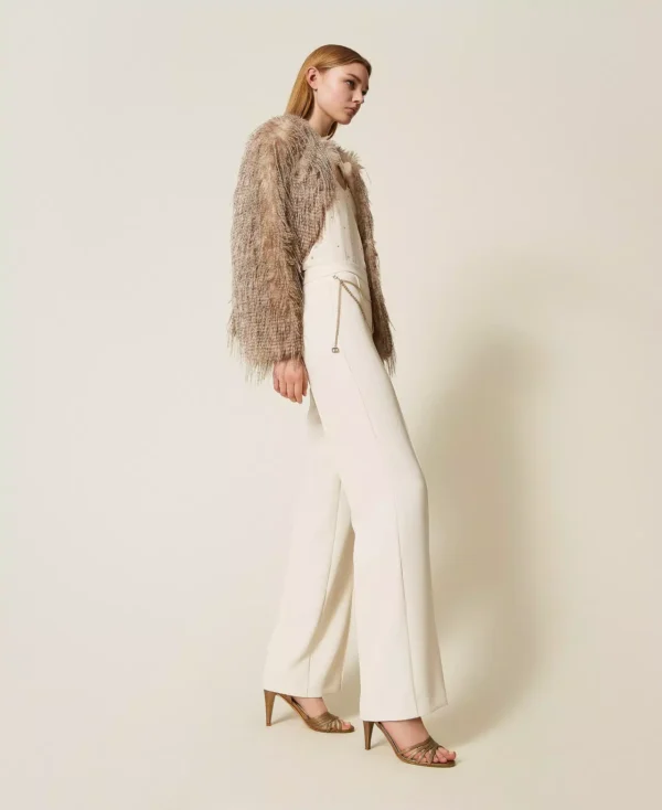 Twinset Crêpe Cady Palazzo Broek Ceintuur 252TP2281 Pearl - Afbeelding 4