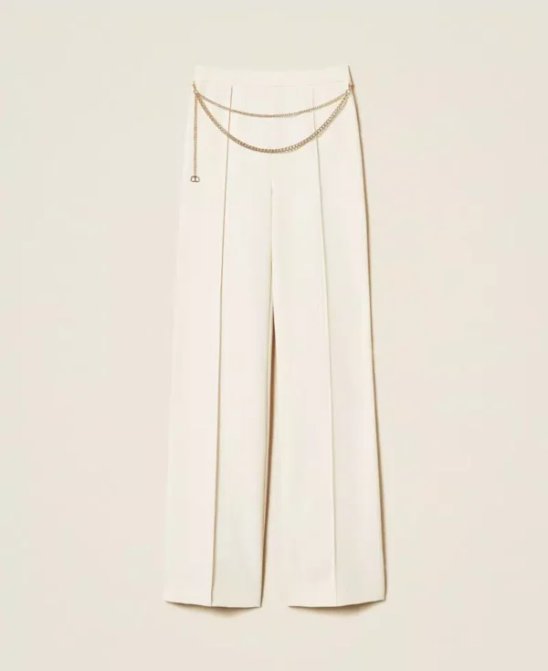 Twinset Crêpe Cady Palazzo Broek Ceintuur 252TP2281 Pearl - Afbeelding 7