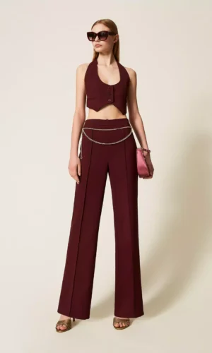 Twinset CrĆŖpe Cady Palazzo Broek Ceintuur 252TP2281 Winestasting