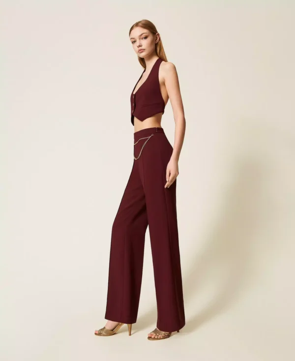 Twinset Crêpe Cady Palazzo Broek Ceintuur 252TP2281 Winestasting - Afbeelding 4