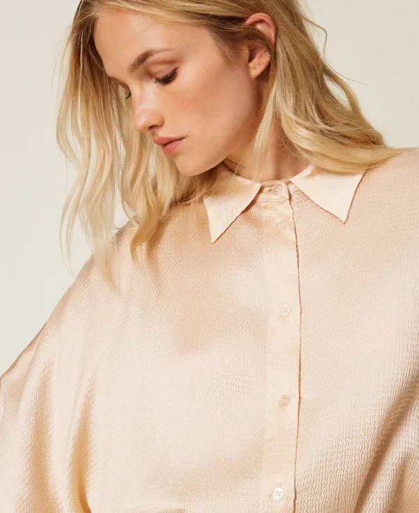 Twinset Satijnen Blouse Ballonmouwen 252TP2362 Parchment Beige - Afbeelding 3