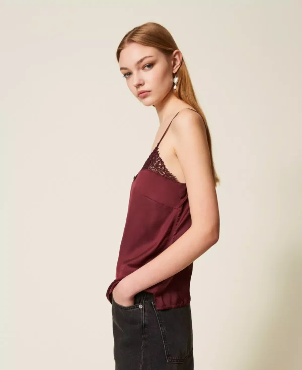Twinset Satijnen Top Kant 252TP2481 Wine Tasting - Afbeelding 5