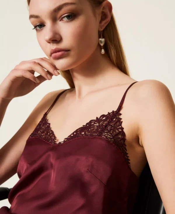 Twinset Satijnen Top Kant 252TP2481 Wine Tasting - Afbeelding 2