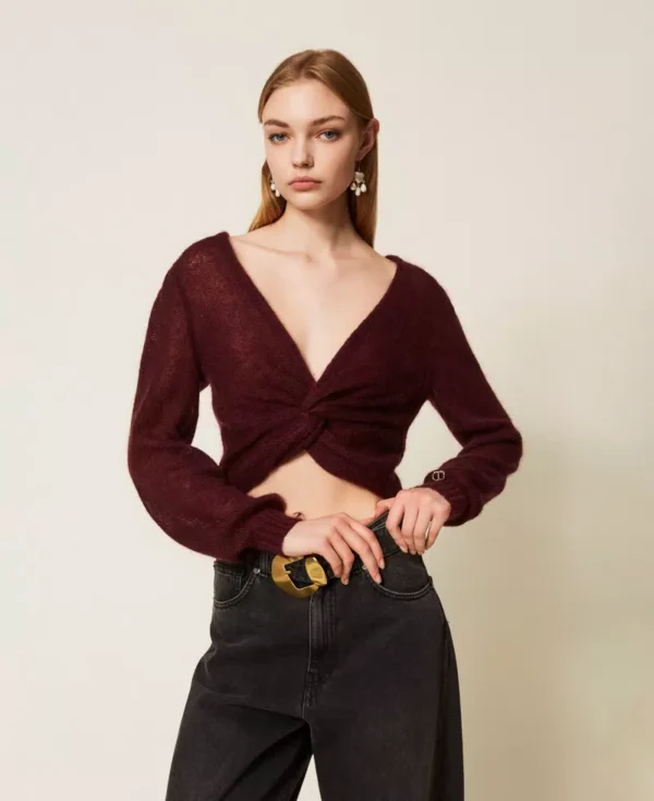 Twinset Mohair Blend Knit Trui 252TP3525 Winetasting - Afbeelding 2