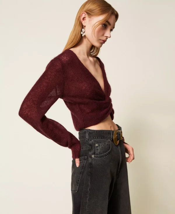 Twinset Mohair Blend Knit Trui 252TP3525 Winetasting - Afbeelding 7