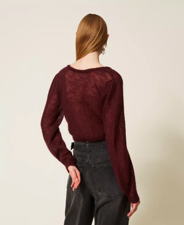 Twinset Mohair Blend Knit Trui 252TP3525 Winetasting - Afbeelding 8