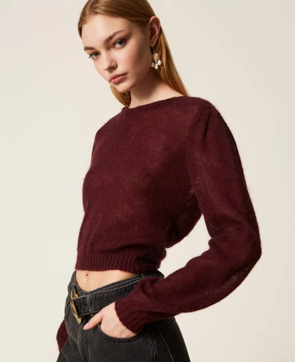 Twinset Mohair Blend Knit Trui 252TP3525 Winetasting - Afbeelding 4