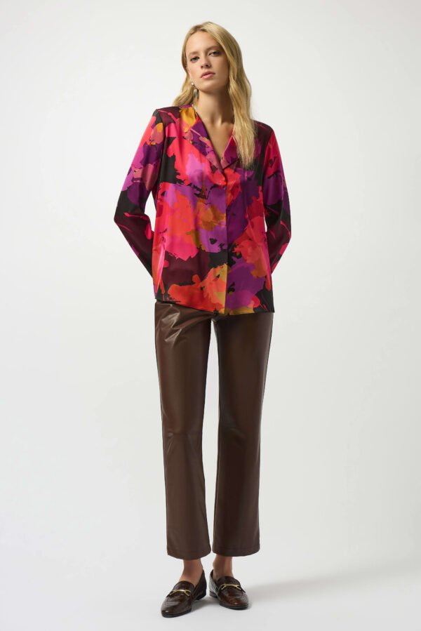 Joseph Ribkoff Recycled Satin Top Bloemenprint 253075 Black/Multi - Afbeelding 2