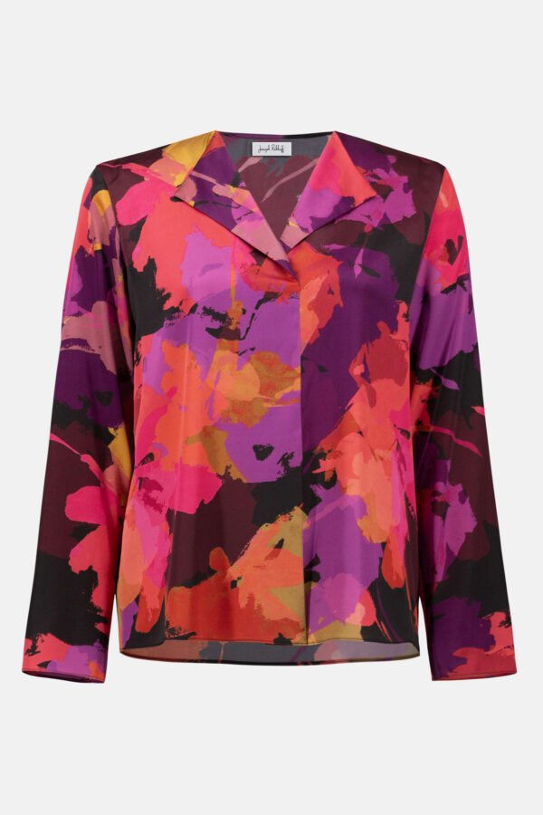 Joseph Ribkoff Recycled Satin Top Bloemenprint 253075 Black/Multi - Afbeelding 6