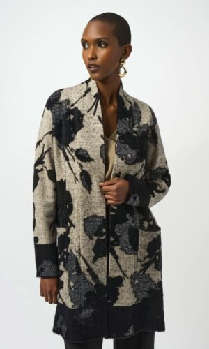 Joseph Ribkoff Gebreid Lang Vest 253956 Champagne/Zwart