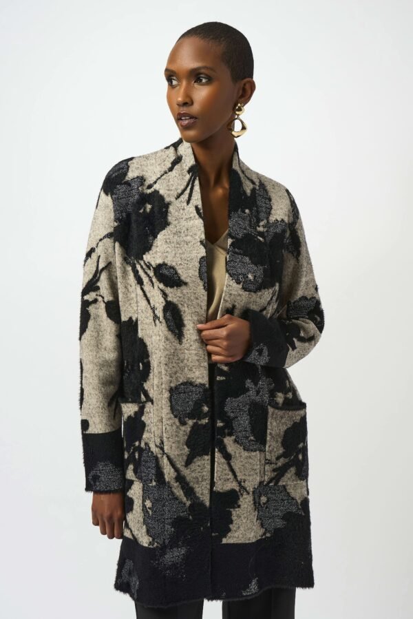 Joseph Ribkoff Gebreid Lang Vest 253956 Champagne/Zwart
