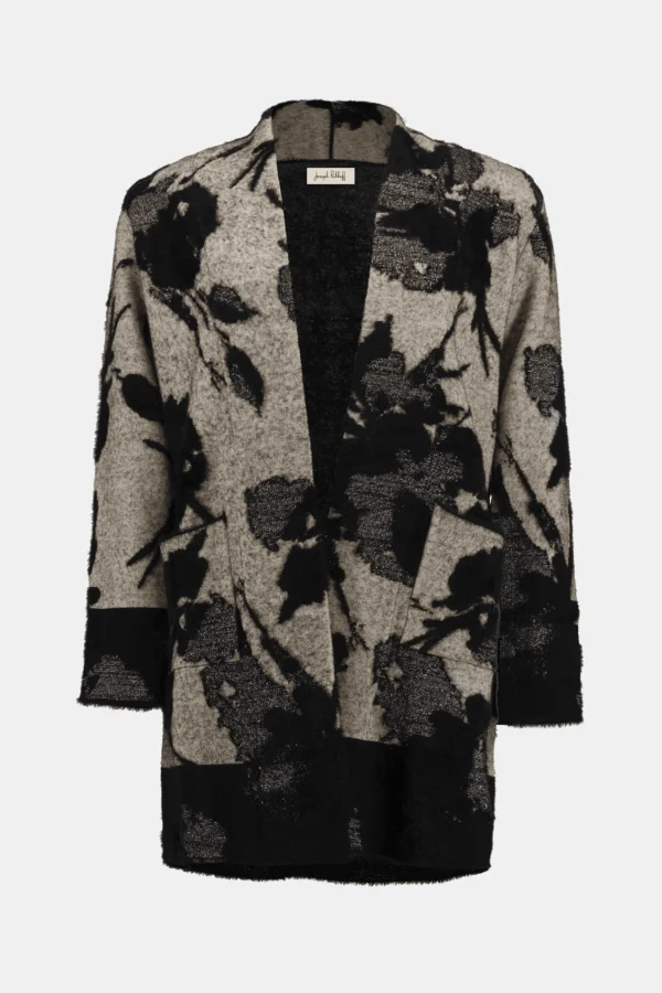 Joseph Ribkoff Gebreid Lang Vest 253956 Champagne/Zwart - Afbeelding 6