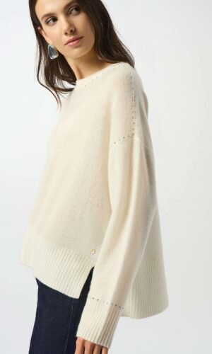Joseph Ribkoff Cashmere Trui Studs 253980 Vanilla