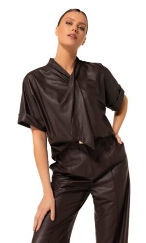 Caroline Biss Top Korte Mouw 4664 Coffee