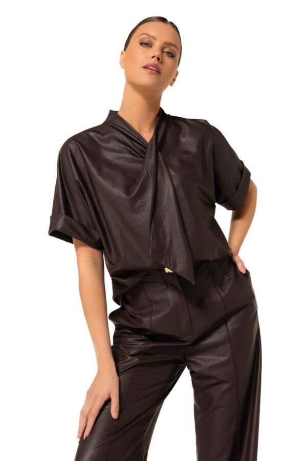 Caroline Biss Top Korte Mouw 4664 Coffee