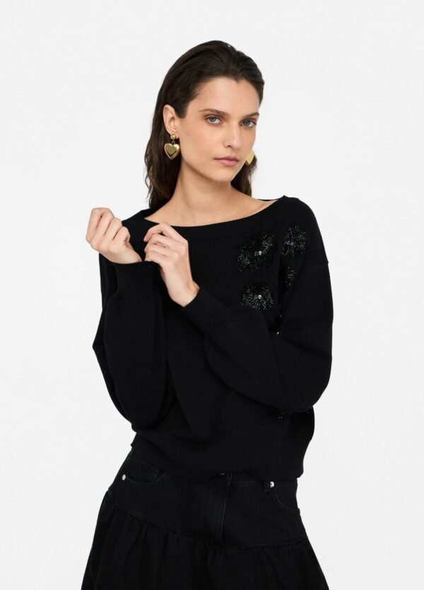 Liu Jo Trui met Strass Steentjes CF5271-MA96E Zwart - Afbeelding 4