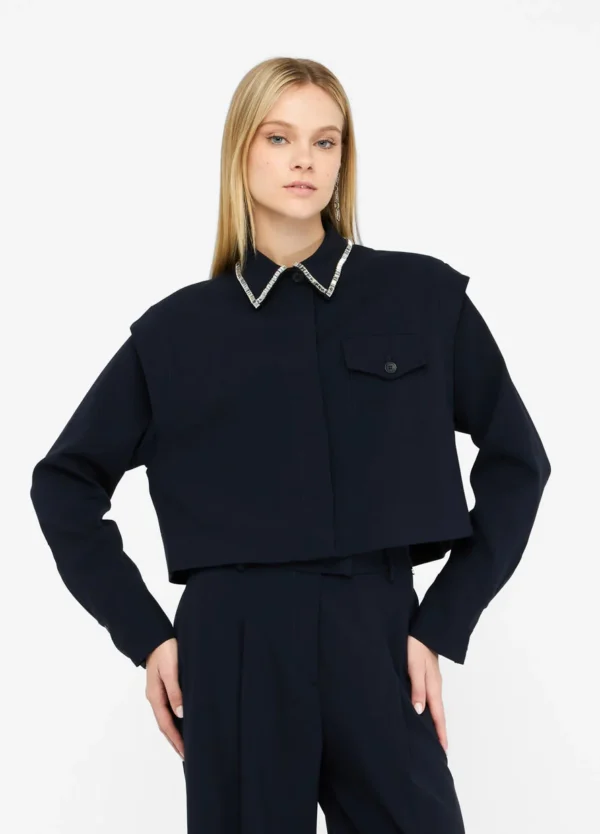 Liu Jo Blouse Strass CF5340-T054A  Blauw