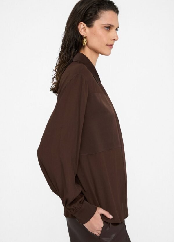 Liu Jo Crêpe de Chine Blouse MF5106-T2578 Chocolate - Afbeelding 5