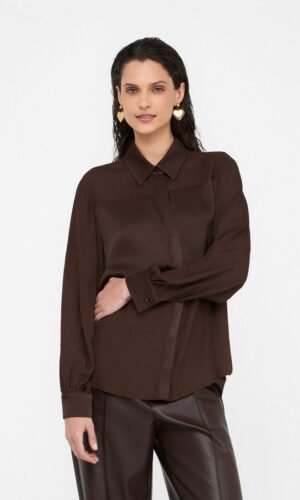 Liu Jo Crêpe de Chine Blouse MF5106-T2578 Chocolate