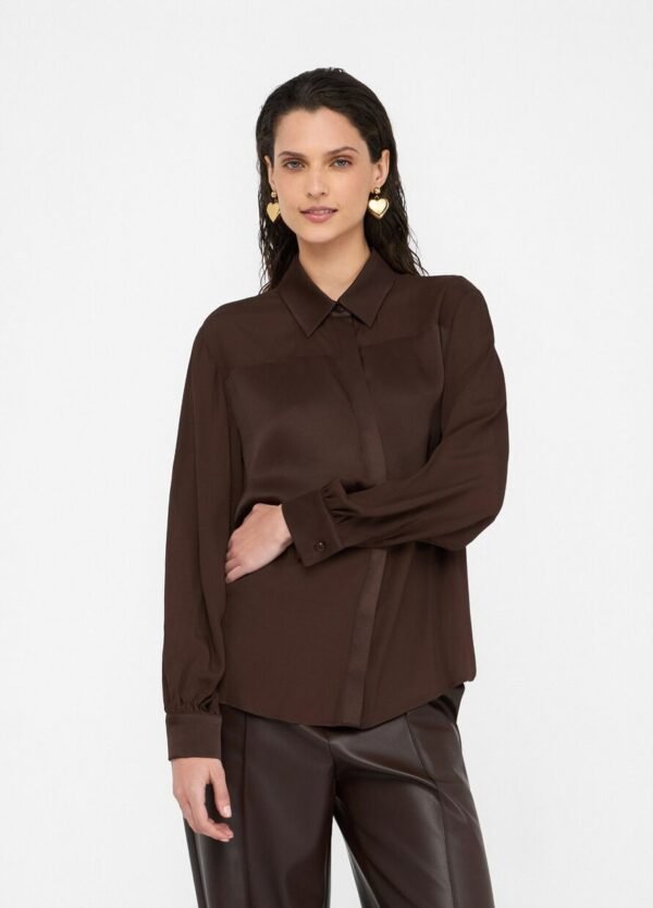 Liu Jo Crêpe de Chine Blouse MF5106-T2578 Chocolate