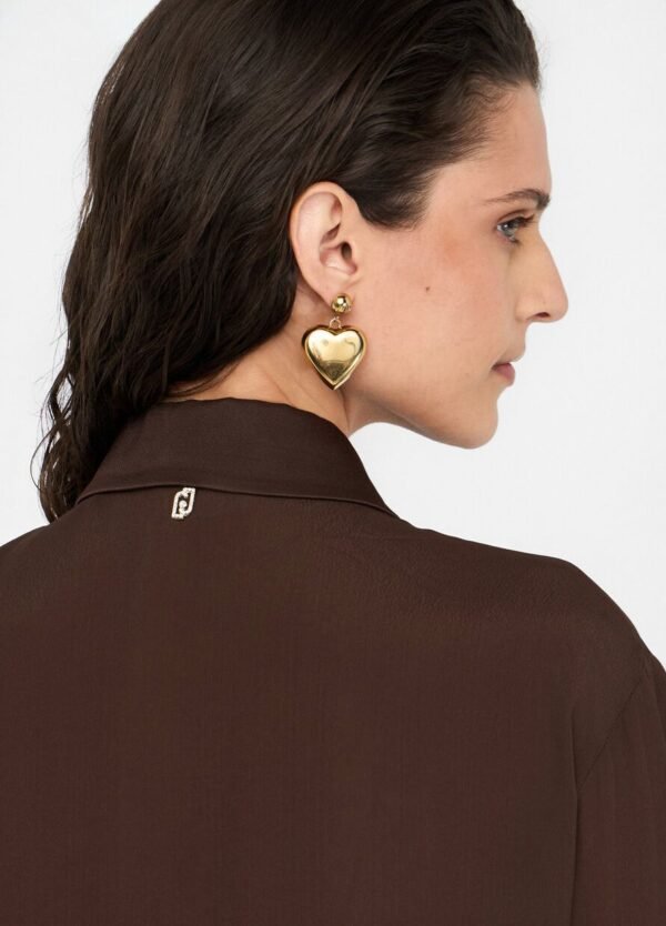 Liu Jo Crêpe de Chine Blouse MF5106-T2578 Chocolate - Afbeelding 6
