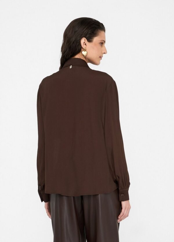 Liu Jo Crêpe de Chine Blouse MF5106-T2578 Chocolate - Afbeelding 7