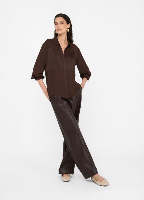 Liu Jo Crêpe de Chine Blouse MF5106-T2578 Chocolate - Afbeelding 2