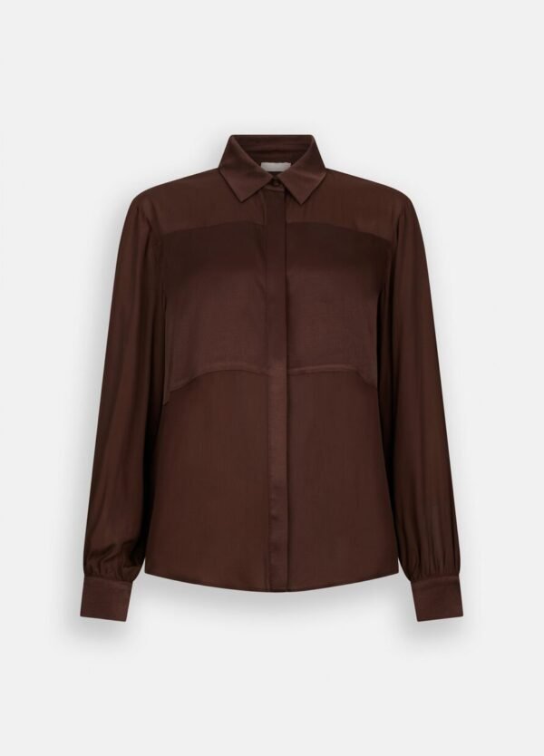 Liu Jo Crêpe de Chine Blouse MF5106-T2578 Chocolate - Afbeelding 8