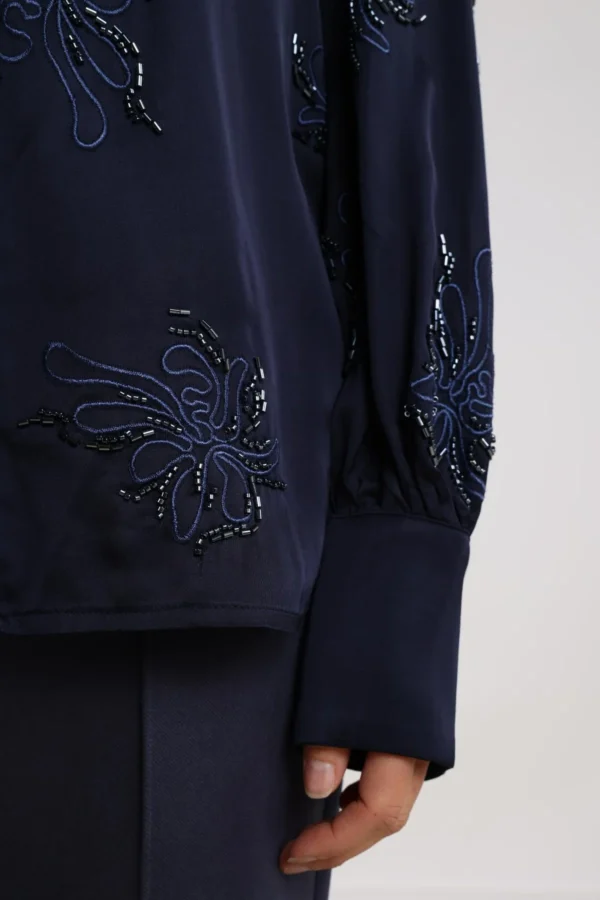 Nukus Preston Blouse NKF02069 Embroidery Navy - Afbeelding 3