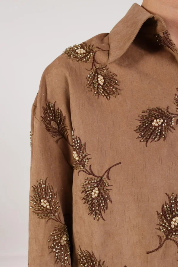 Nukus Iris Blouse NKF02078 Embroidery Camel - Afbeelding 5