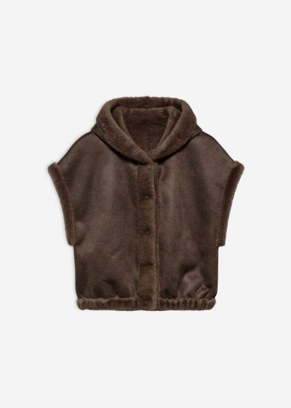 Studio AR Gilet Olena Reversible Faux Mink 05TL256038.01 Choco - Afbeelding 2