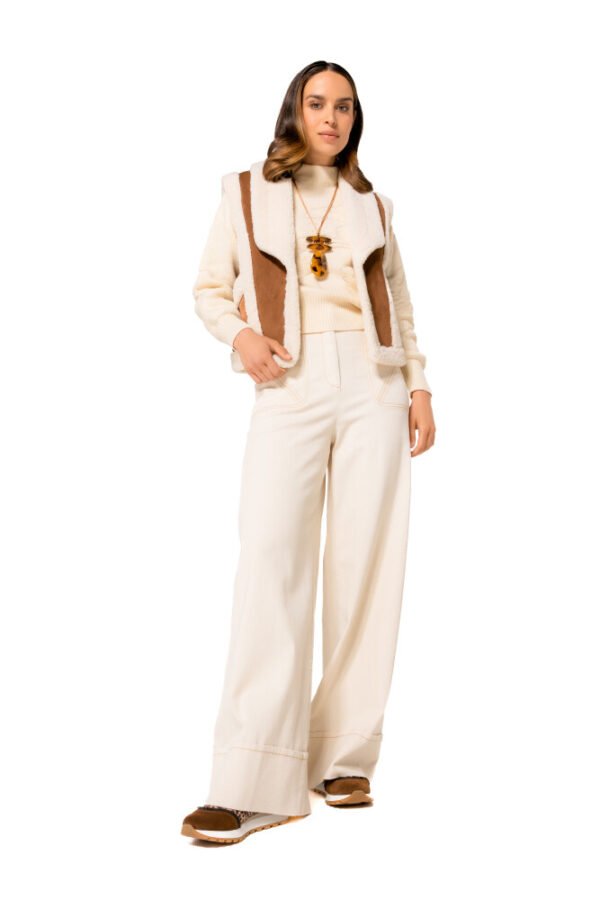 Caroline Biss Cozy Trui Bloemreliëf 4215 Cream - Afbeelding 5
