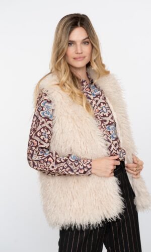Geisha Gilet Hairy Fake Fur 55542-19 Off White