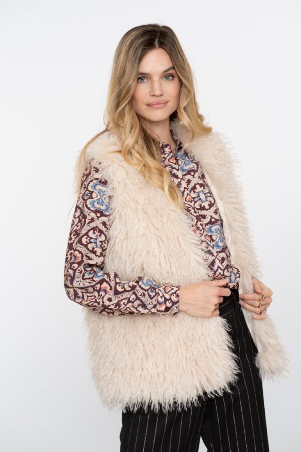 Geisha Gilet Hairy Fake Fur 55542-19 Off White