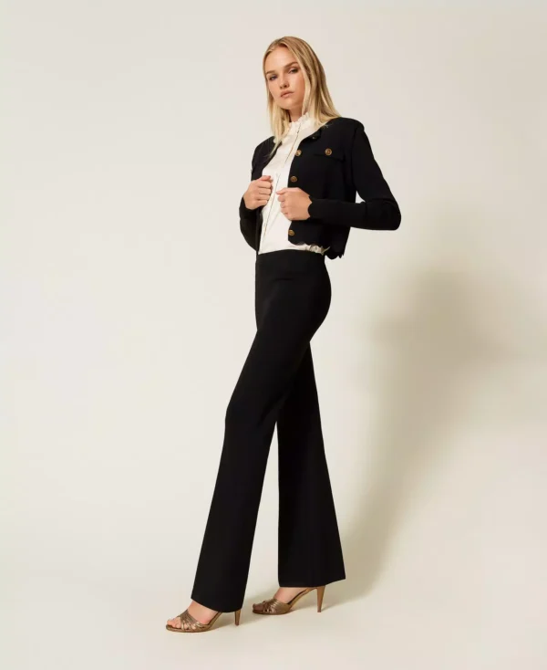 Twinset Flared Gebreide Broek 252TP3206 Zwart - Afbeelding 2