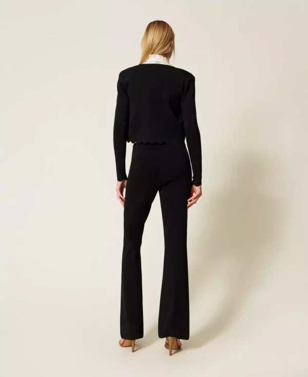 Twinset Flared Gebreide Broek 252TP3206 Zwart - Afbeelding 4