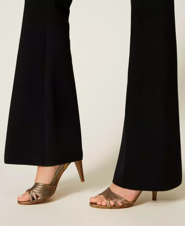 Twinset Flared Gebreide Broek 252TP3206 Zwart - Afbeelding 5