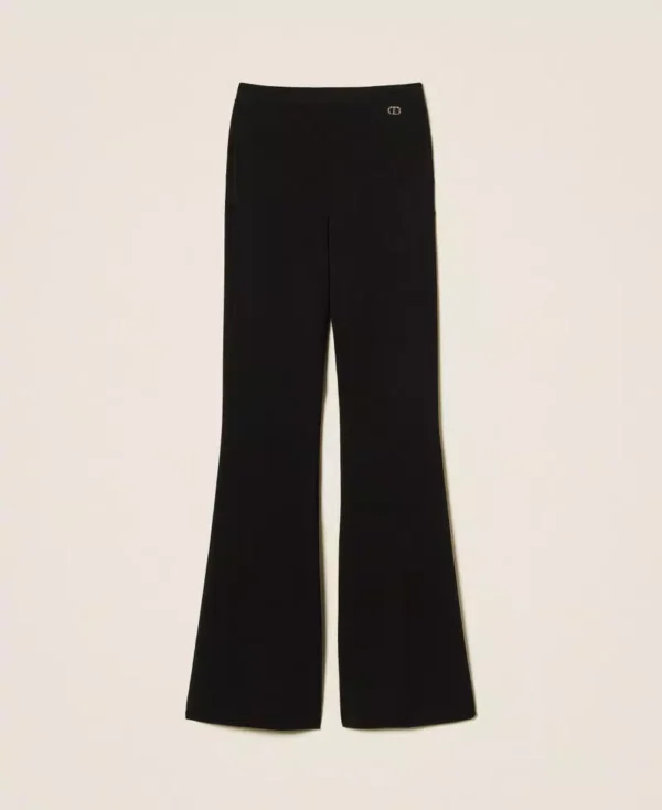 Twinset Flared Gebreide Broek 252TP3206 Zwart - Afbeelding 6